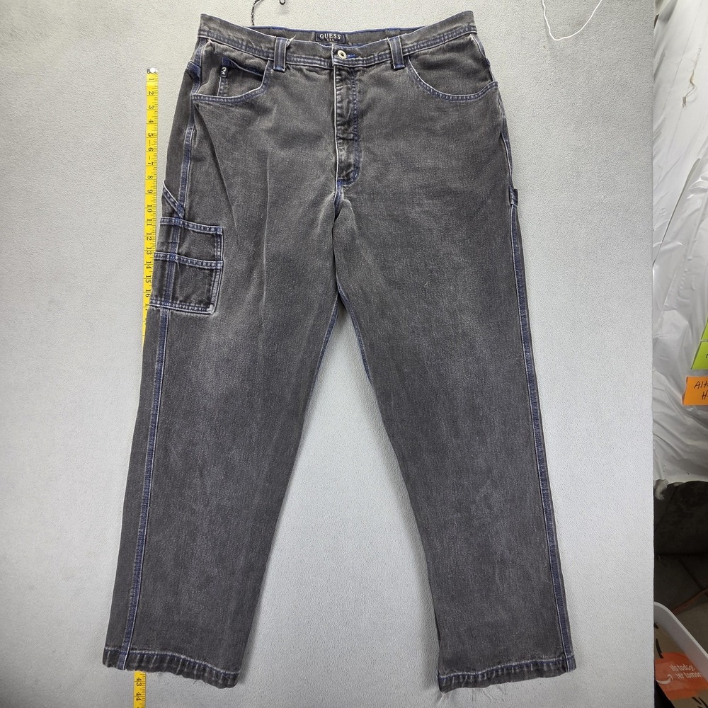 VTG Guess Jeans Mens Made in USA Wide Leg Baggy Skater Y2K Hip Hop‎ Fits 36x32